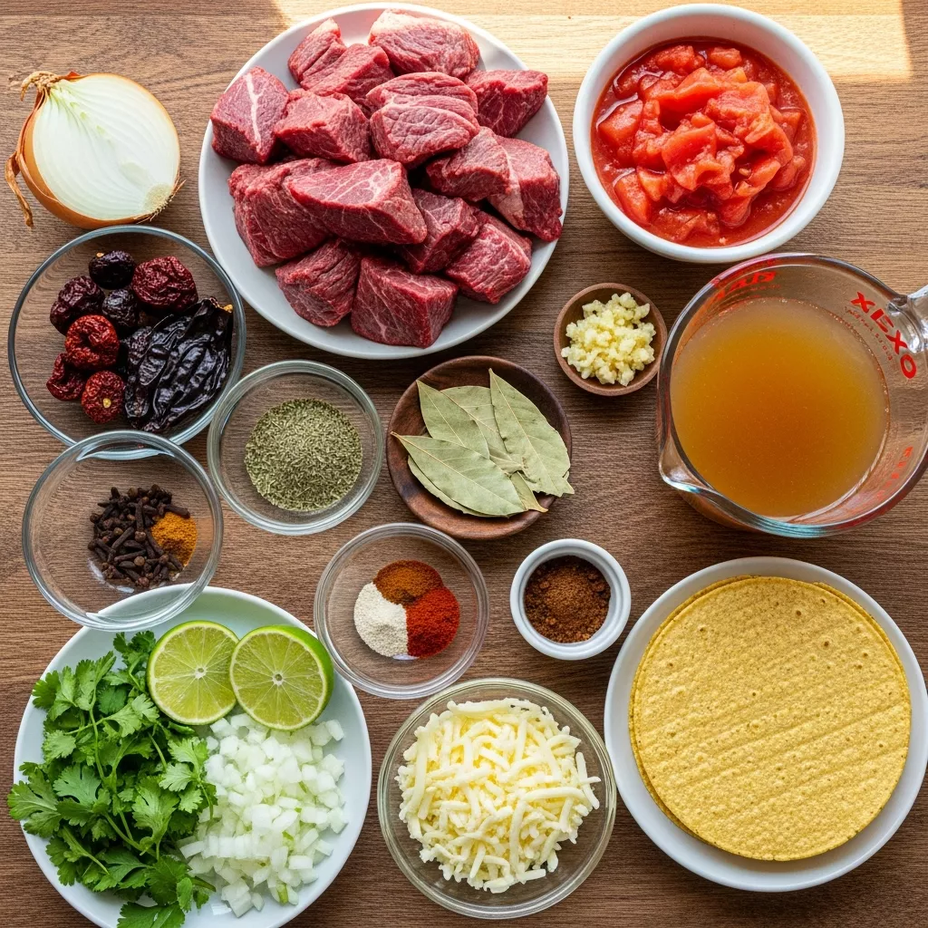 Ingredients for Slow Cooker Birria Tacos: Effortless Mexican Fiesta