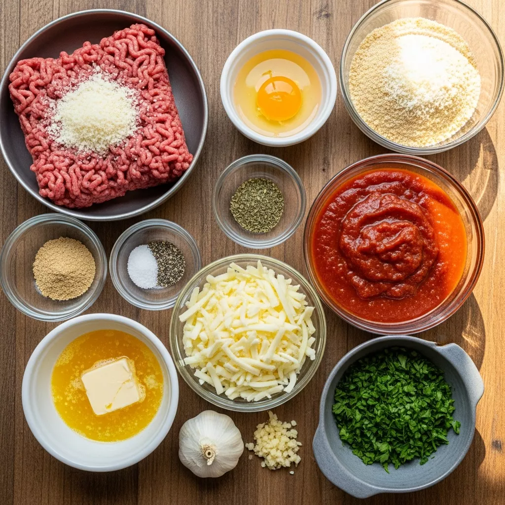 Ingredients for Garlic Parmesan Meatball Slider Perfection