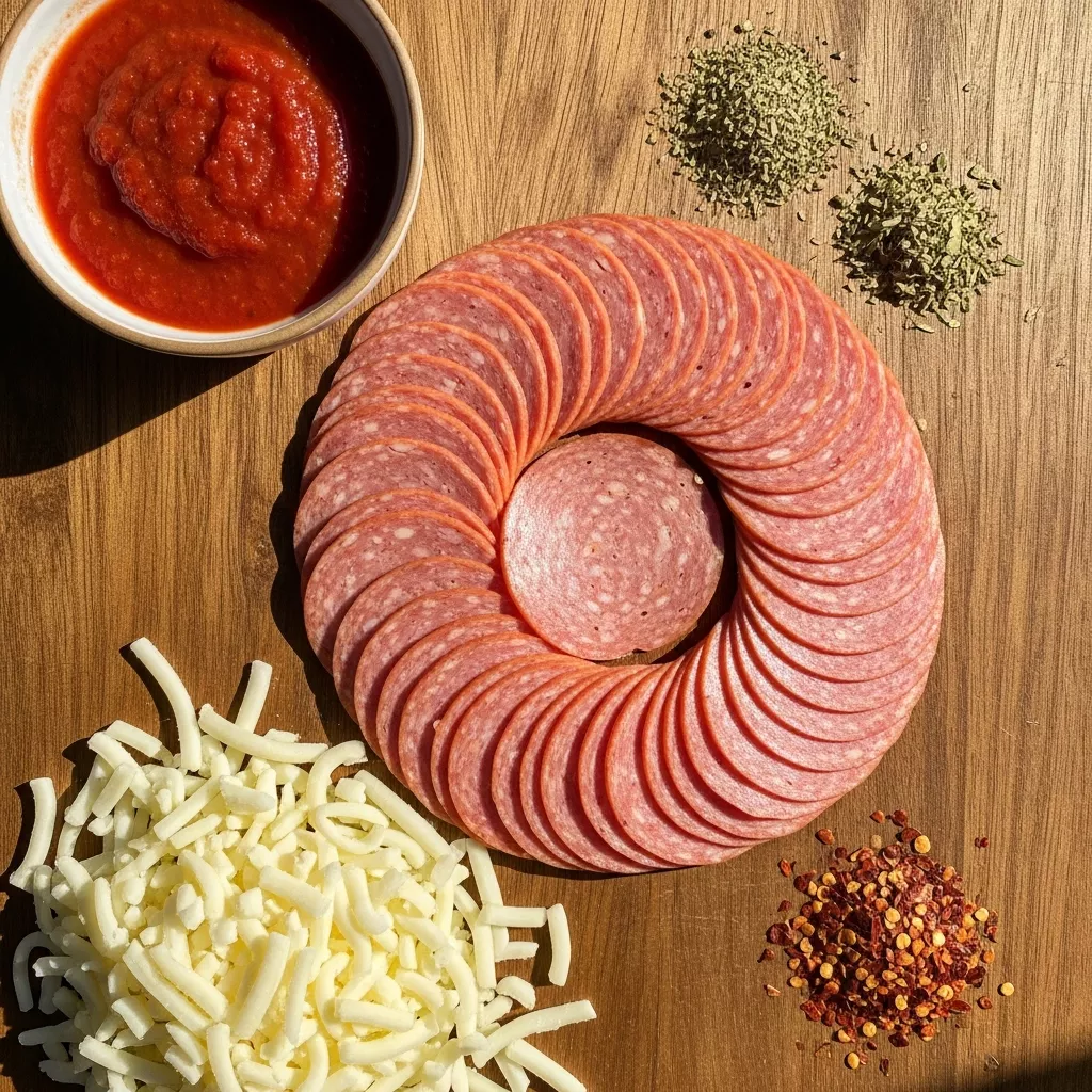 Ingredients for Oven-Baked Turkey pepperoni Pizza Chips