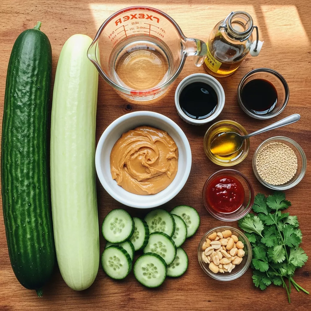 Ingredients for Spicy Peanut Cucumber Salad
