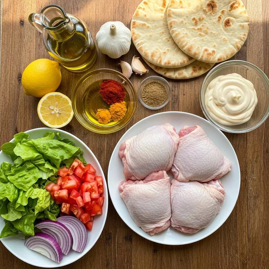 Ingredients for Easy Chicken Shawarma with Creamy Garlic Sauce