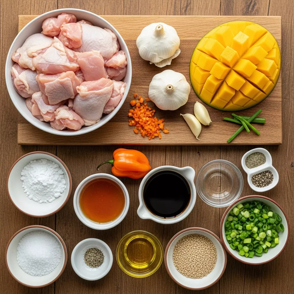 Ingredients for Fiery Mango Habanero Honey Garlic Chicken