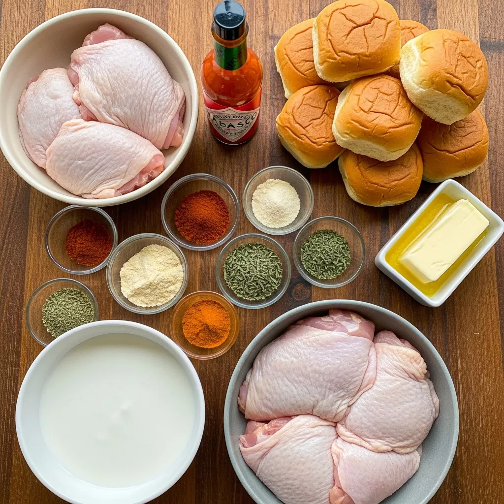 Ingredients for Fiery Nashville Hot Chicken Sliders