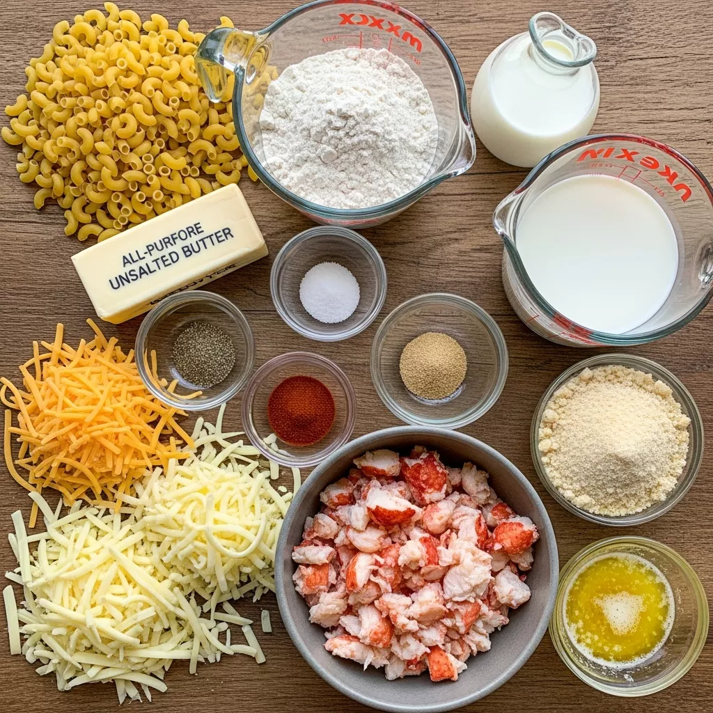 Ingredients for Ultimate Lobster Mac and Cheese Bites