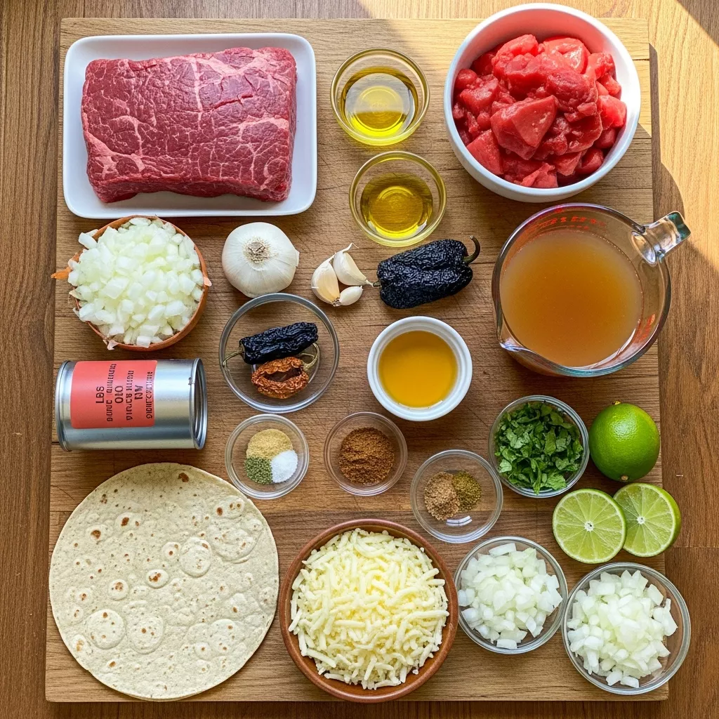 Ingredients for Juicy Street-Style Birria Tacos