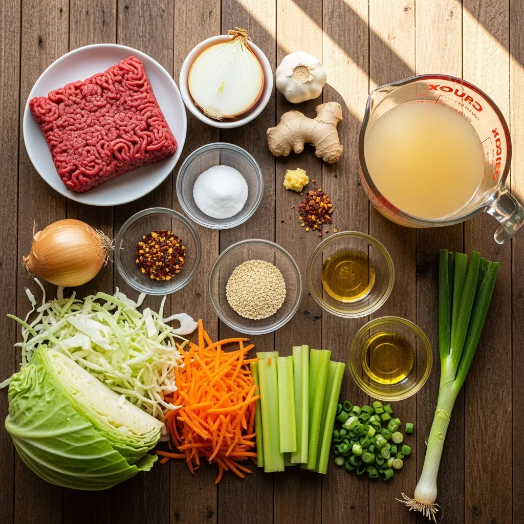 Ingredients for Comforting Paleo Egg Roll Soup