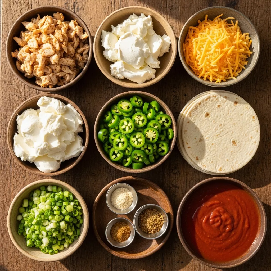 Ingredients for Cheesy Jalapeño Popper Chicken Enchiladas
