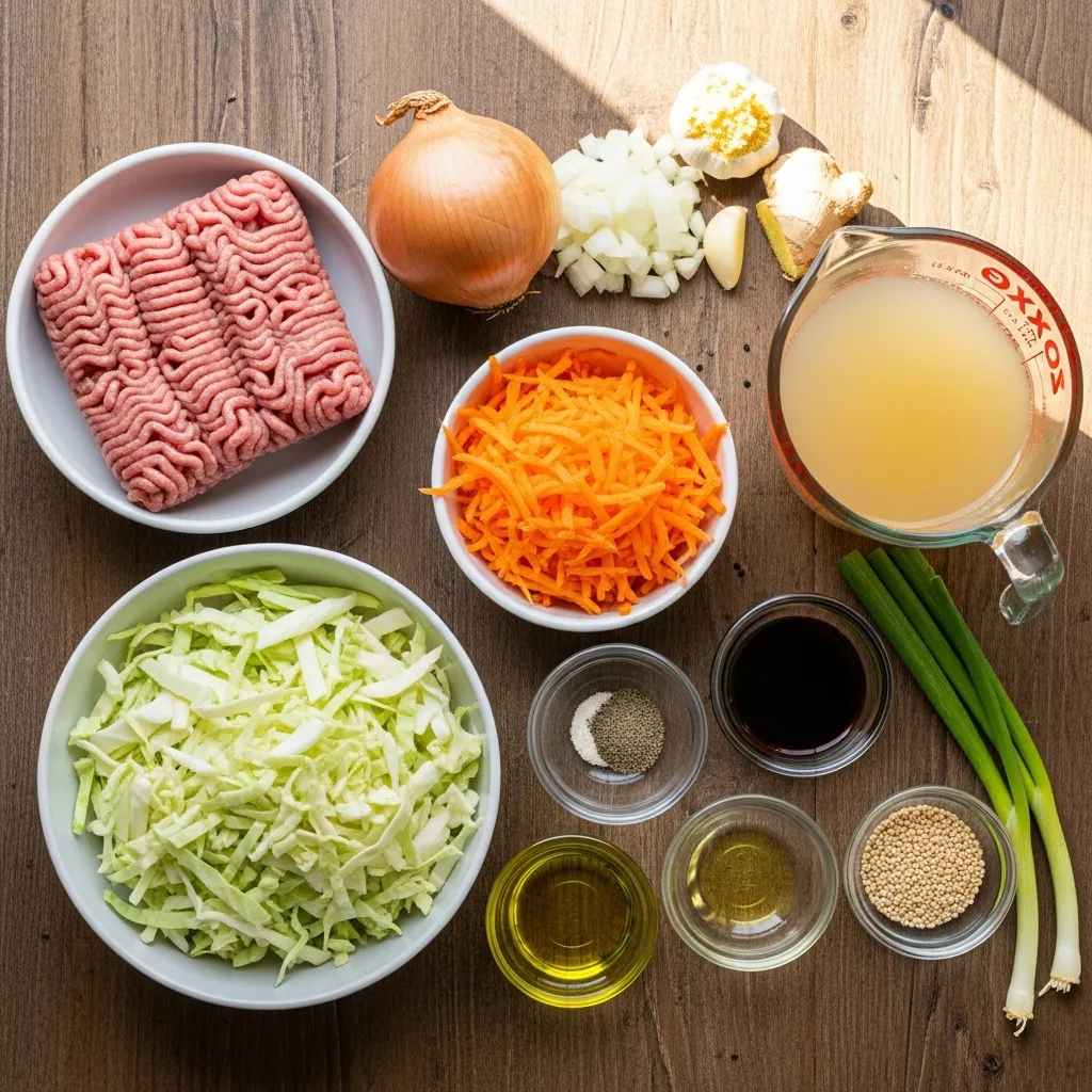 Ingredients for Cozy One-Pot Egg Roll Soup: Ready in 30!