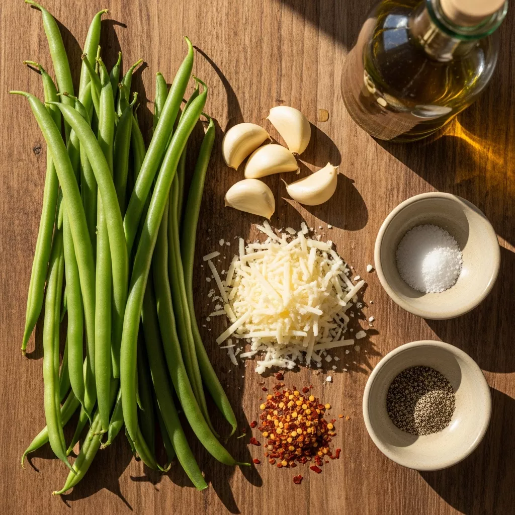 Ingredients for Irresistible Crack Green Beans with Garlic and Parmesan