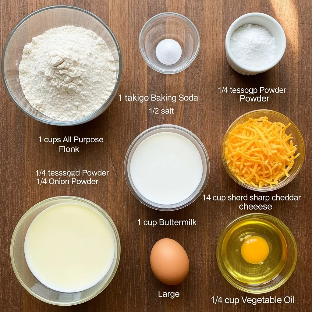 Ingredients for Cheesy Dream: Irresistibly Easy Cheddar Quick Bread