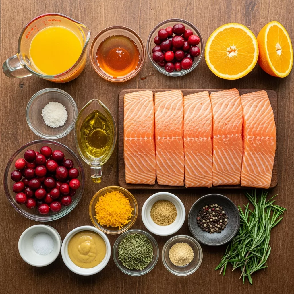 Ingredients for Festive Cranberry-Glazed Christmas Salmon
