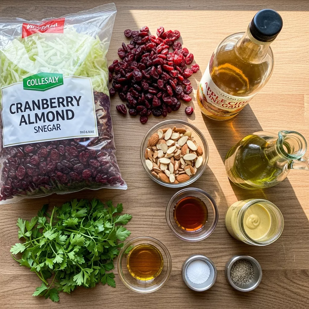 Ingredients for Vibrant Cranberry Almond Thanksgiving Slaw