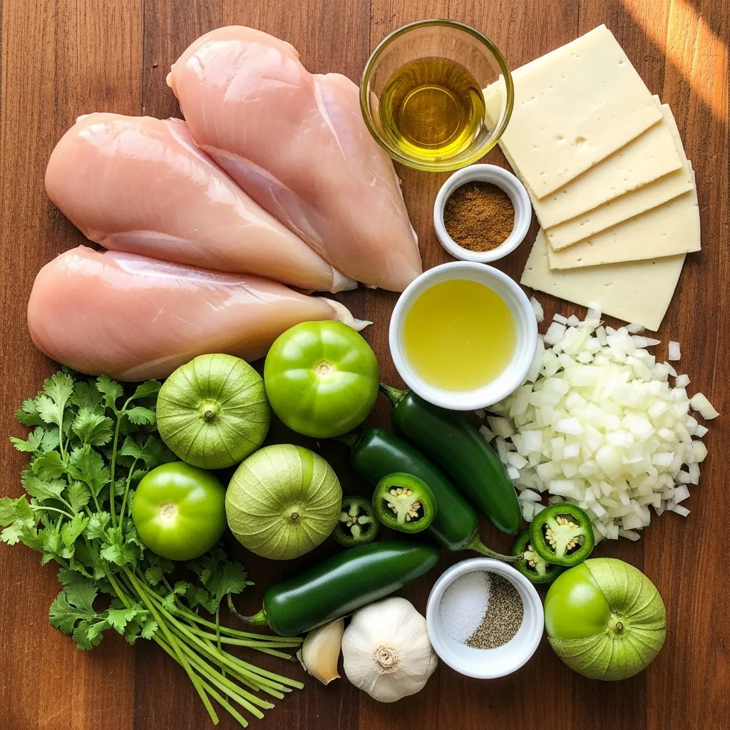 Ingredients for Grilled Salsa Verde Chicken with Pepper Jack