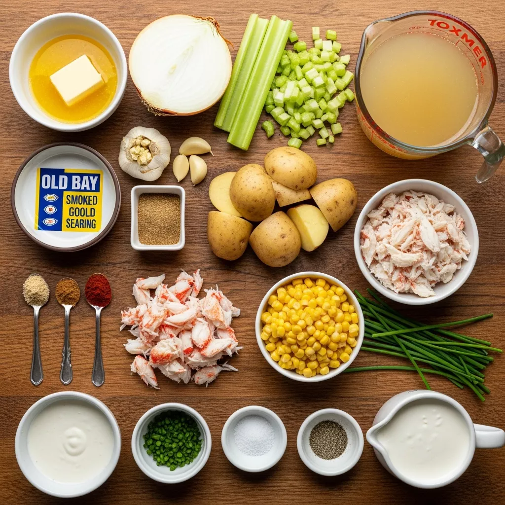 Ingredients for Cozy Crab and Corn Chowder