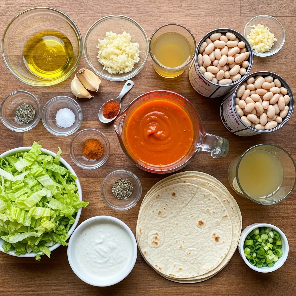 Ingredients for Creamy Buffalo White Bean Tacos