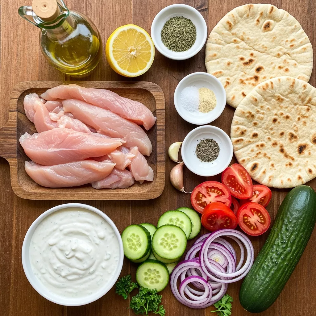Ingredients for Easy Mediterranean Chicken Gyros