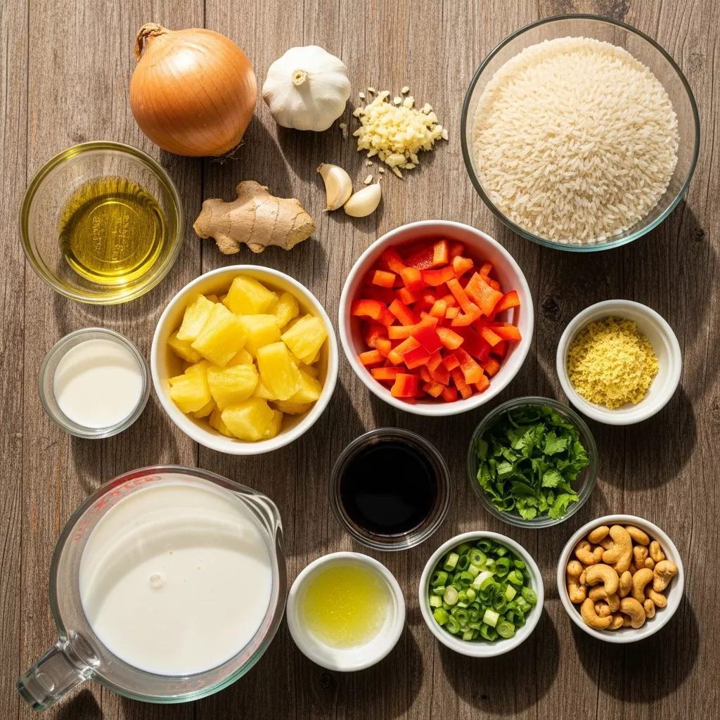 Ingredients for Tropical Pineapple Ginger Rice