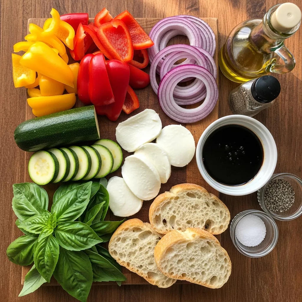 Ingredients for Grilled Veggie Mozzarella Melts