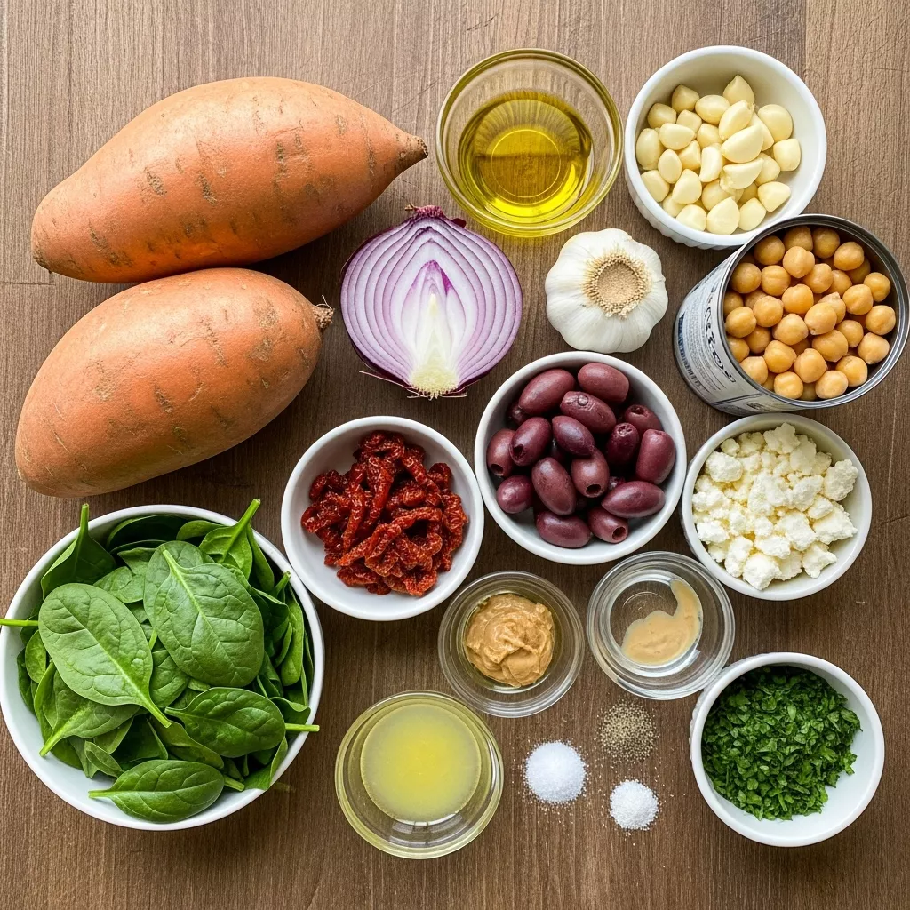 Ingredients for Mediterranean Stuffed Sweet Potatoes: A Flavorful Feast