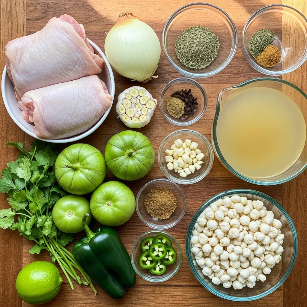 Ingredients for Comforting Green Chicken Pozole Verde