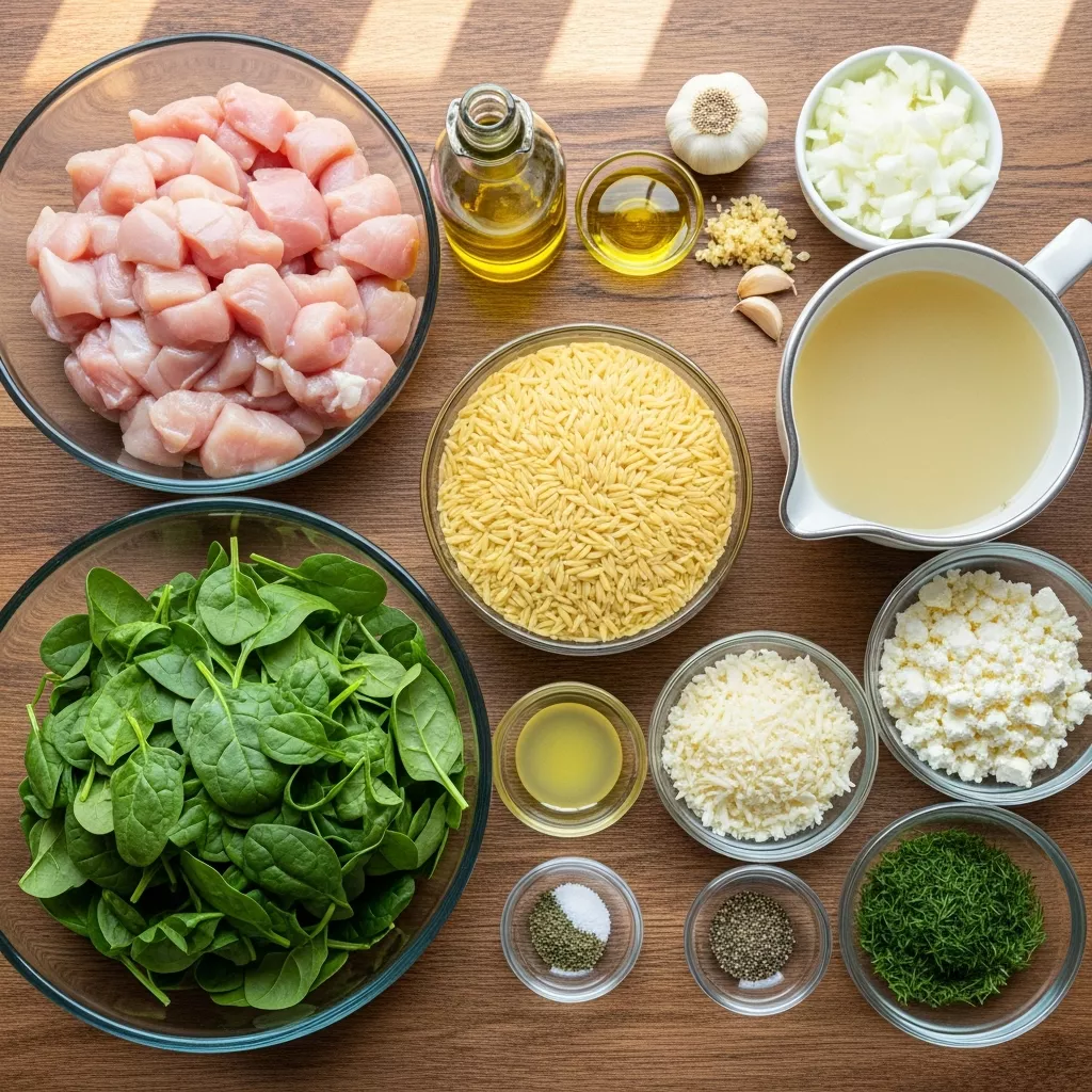 Ingredients for Creamy Greek Chicken Casserole
