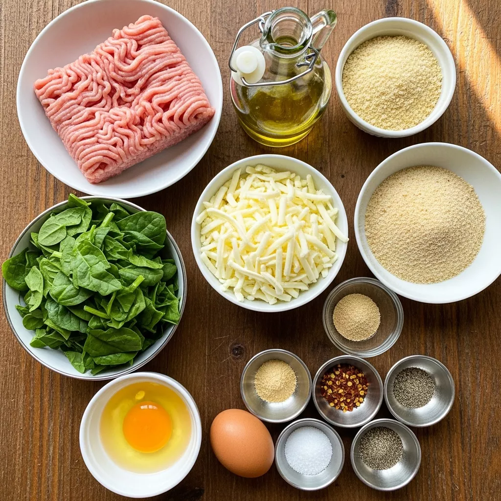 Ingredients for Juicy White Cheddar Spinach Chicken Burgers