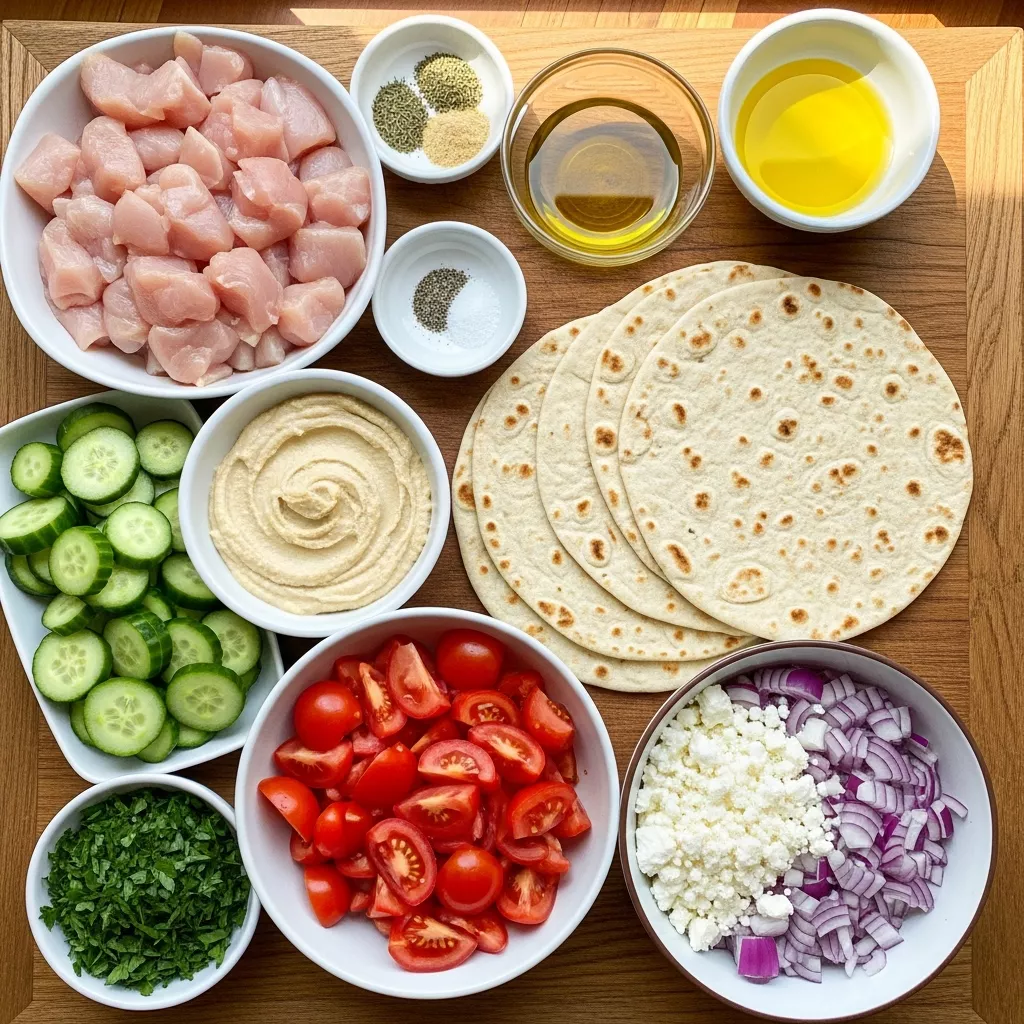 Ingredients for Lemony Greek Chicken Flatbread