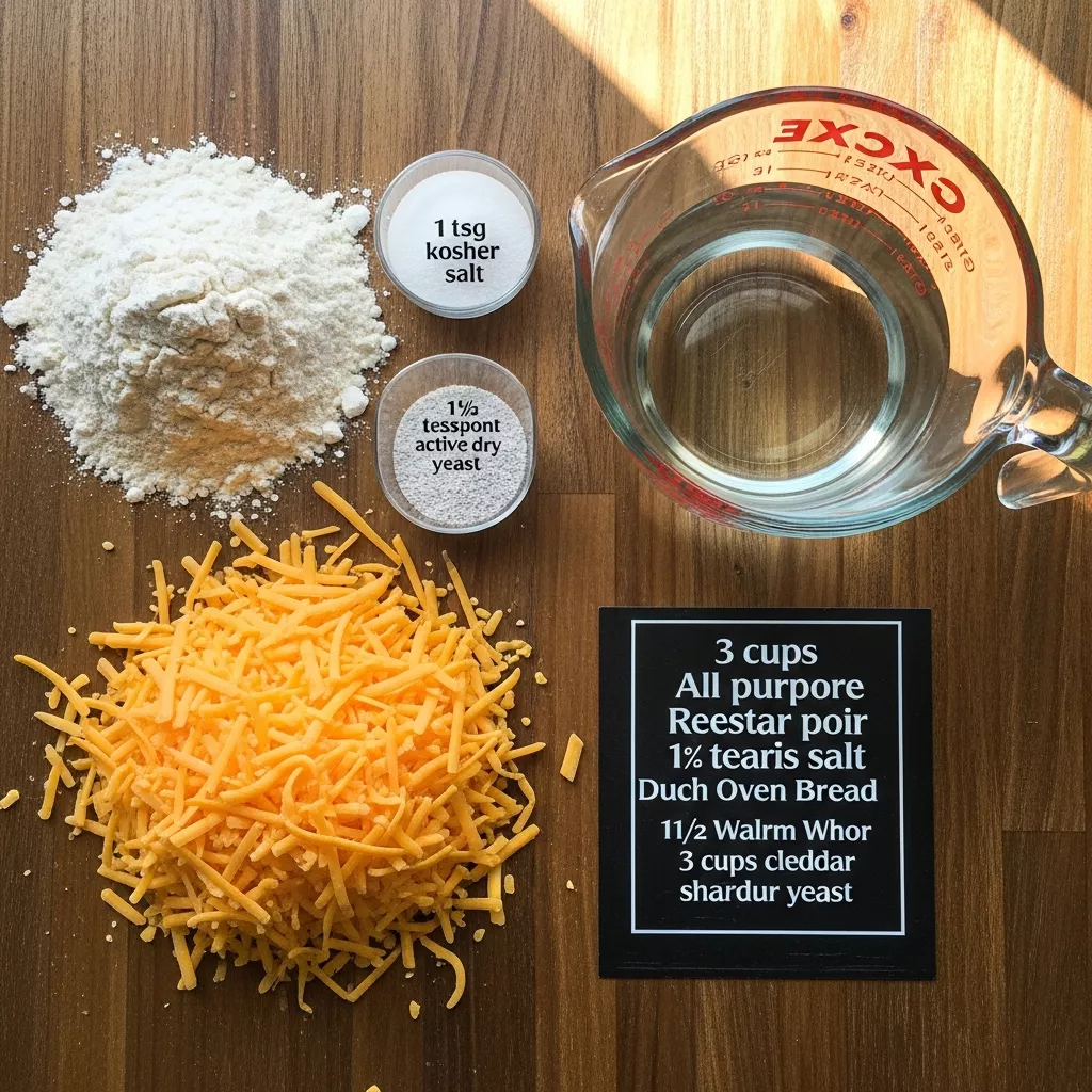Ingredients for Ultimate No-Knead Cheddar Dutch Oven Bread