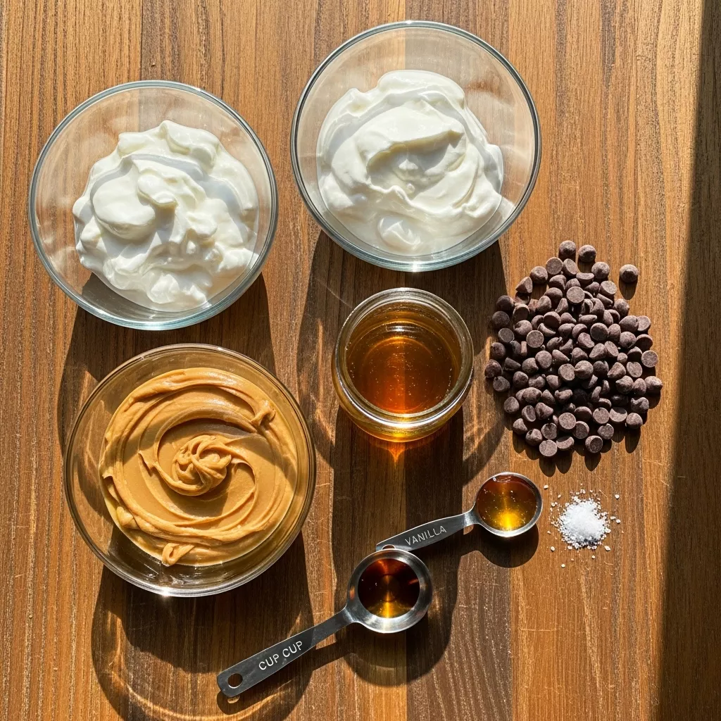 Ingredients for Peanut Butter Greek Yogurt Freezer Bites
