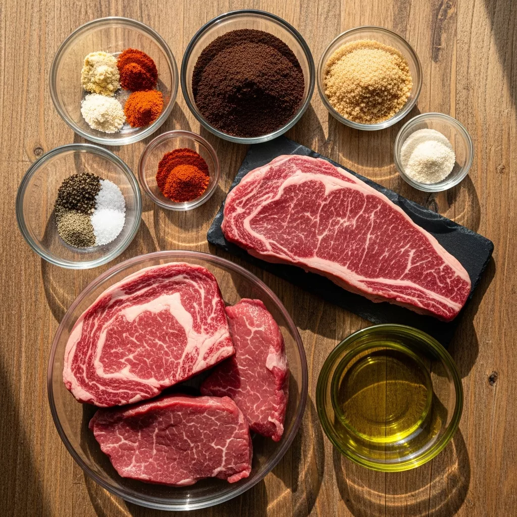 Ingredients for Smoky Coffee-Crusted Grilled Steak