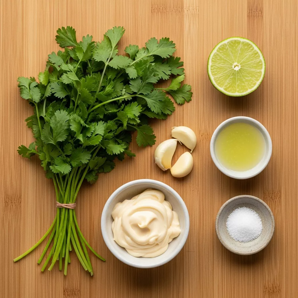 Ingredients for 5-Ingredient Zesty Cilantro Garlic Dream Sauce