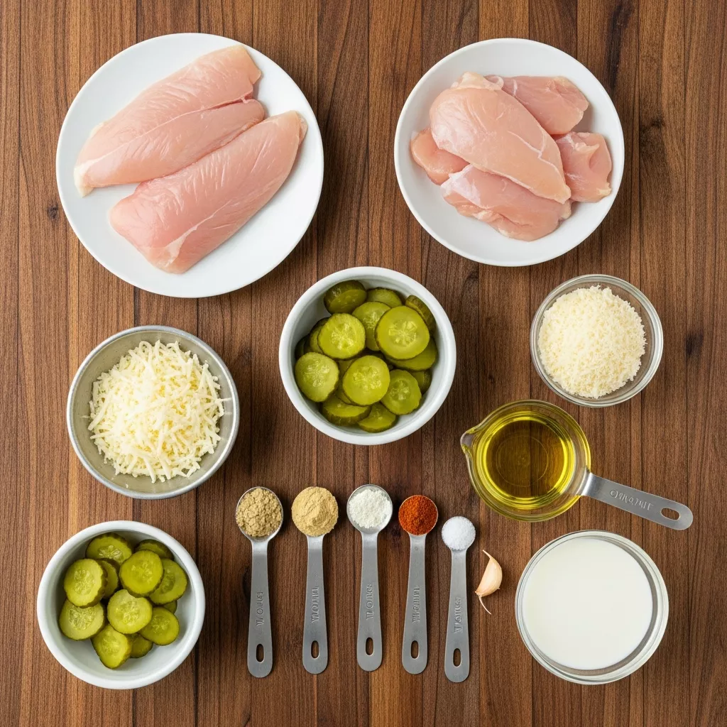 Ingredients for Crispy Dill Pickle Parmesan Chicken Bake: Ready in 35 Minutes!