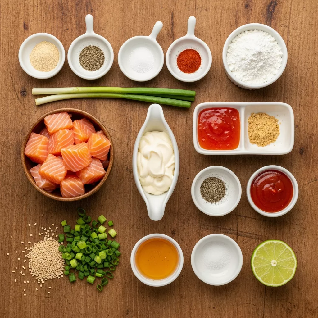 Ingredients for Irresistible Crispy Bang Bang Salmon Bites