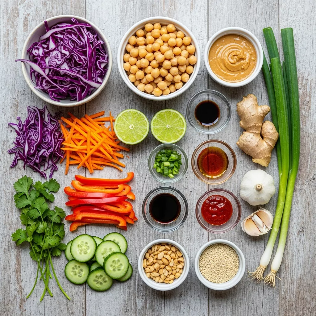 Ingredients for Zesty Thai Chickpea Power Bowl: Crunchy, Fresh & Flavor-Packed