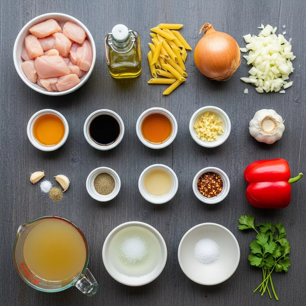 Ingredients for Zesty Honey Pepper Chicken Pasta: Your Spicy Weeknight Hero