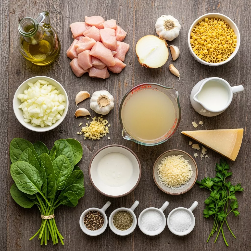 Ingredients for Velvety Garlic Parmesan Chicken Soup: Your Ultimate Comfort Bowl