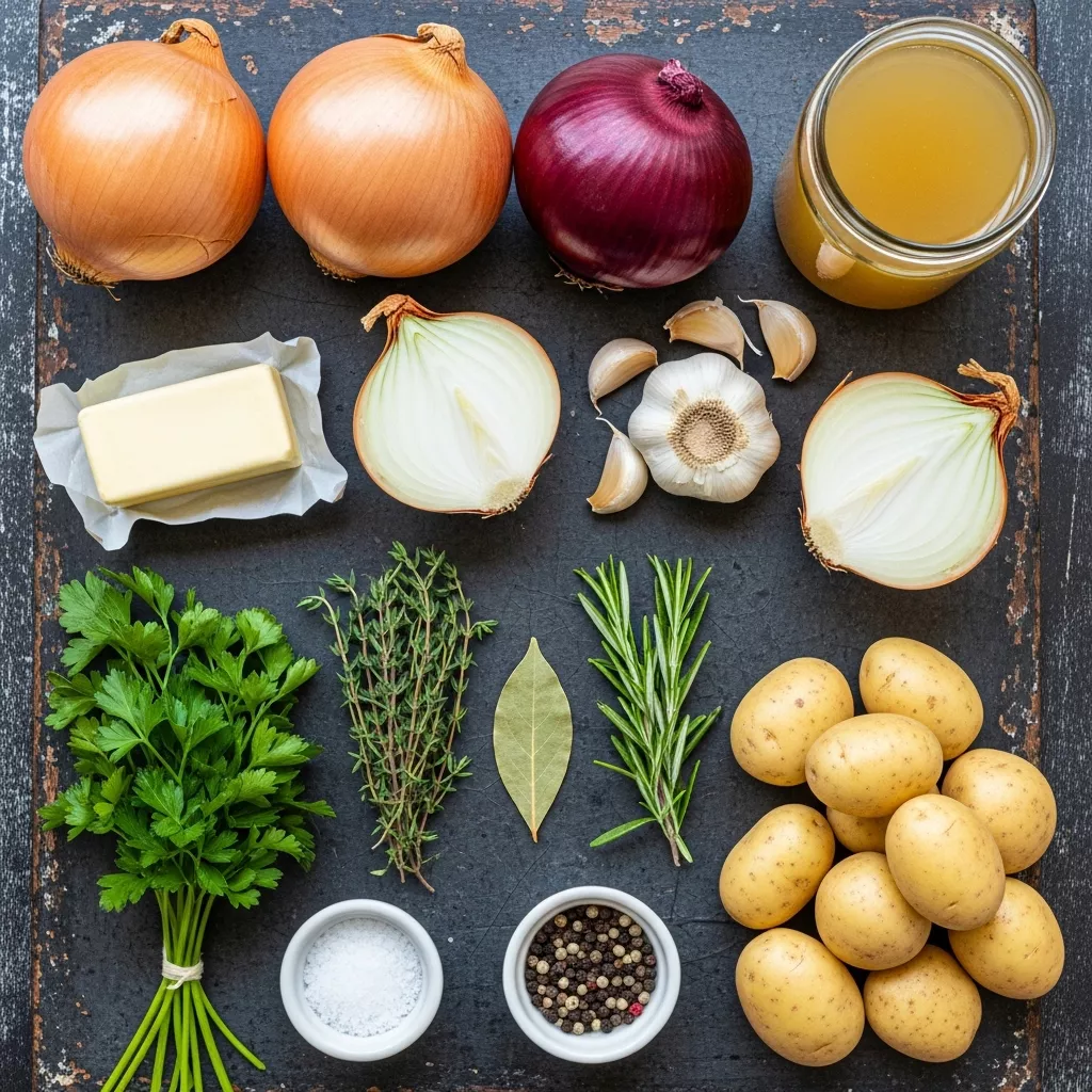 Ingredients for Golden Buttery Onion & Herb Comfort Boil
