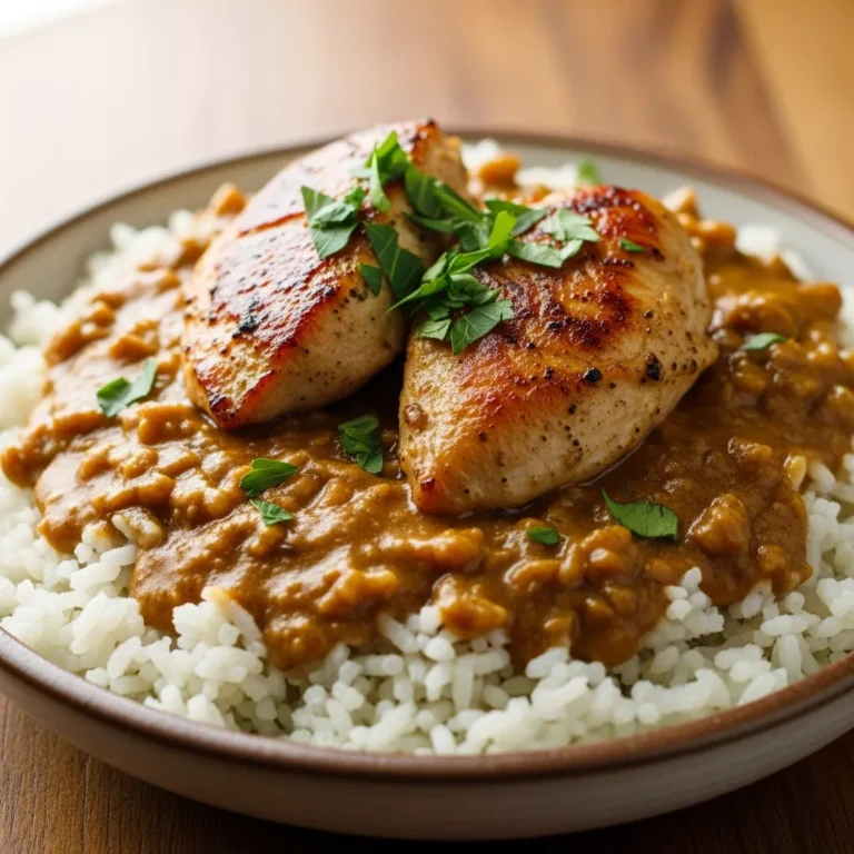 Recipe Card for Cozy Smothered Chicken and Rice