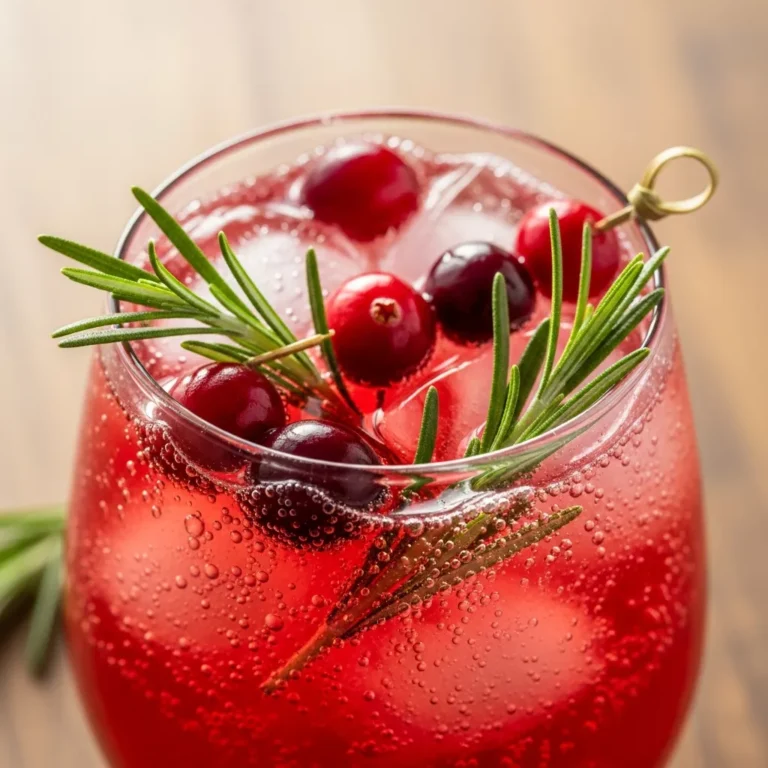 Festive Pineapple Cranberry Christmas Mocktail recipe card Perfect for anyone who loves pineapple cranberry christmas drink!