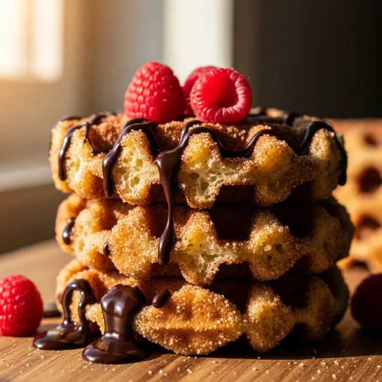 Recipe card for Crispy Golden Churro Waffles Perfect for anyone who loves churro waffles recipe!