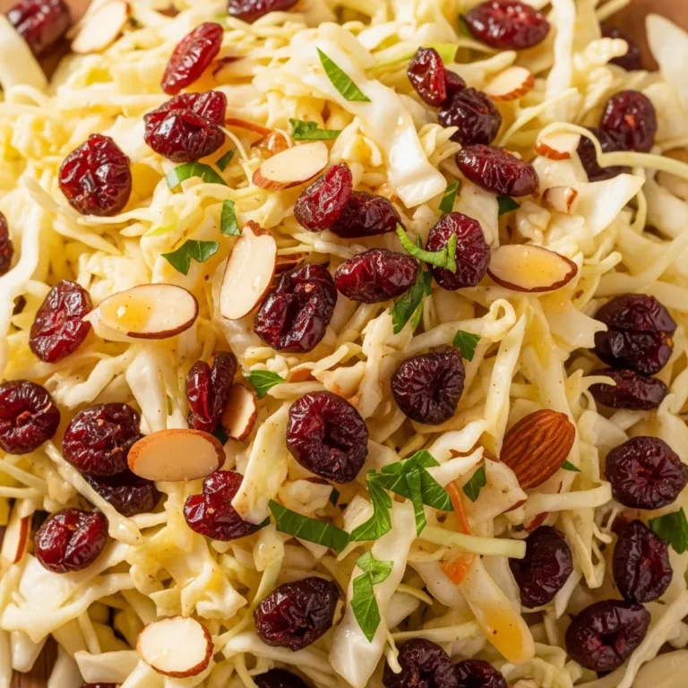 Recipe card for Cranberry Almond Thanksgiving Slaw - easy to follow instructions and ingredients. Perfect for anyone who loves cranberry almond slaw!