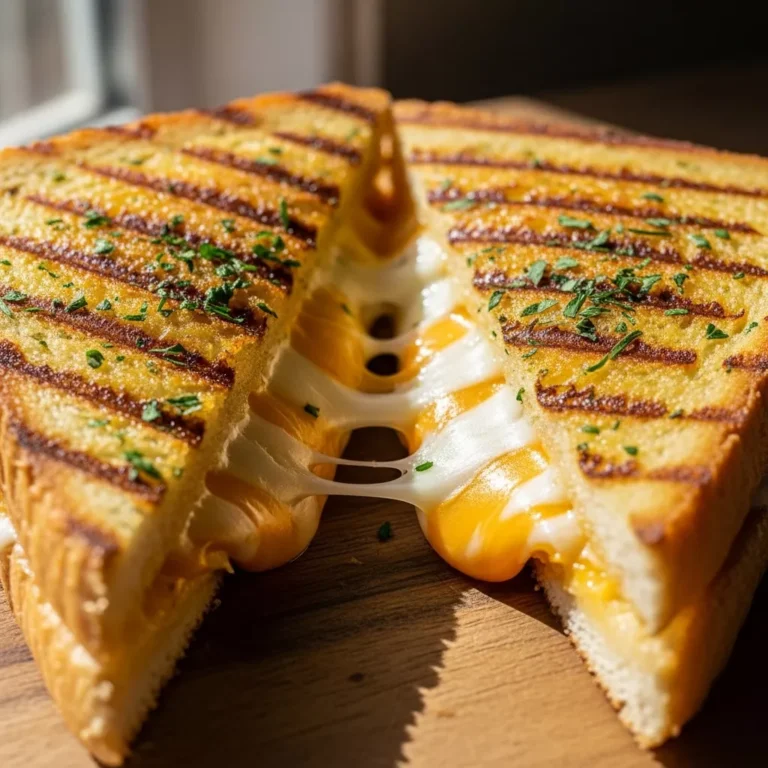 Garlic Bread Grilled Cheese Recipe Card