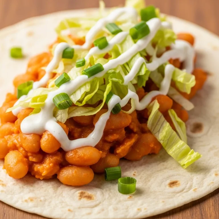 Recipe card for Creamy Buffalo White Bean Tacos