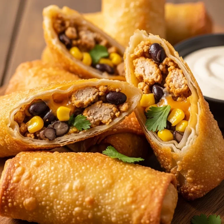 Southwest Egg Rolls recipe card with step by step instructions