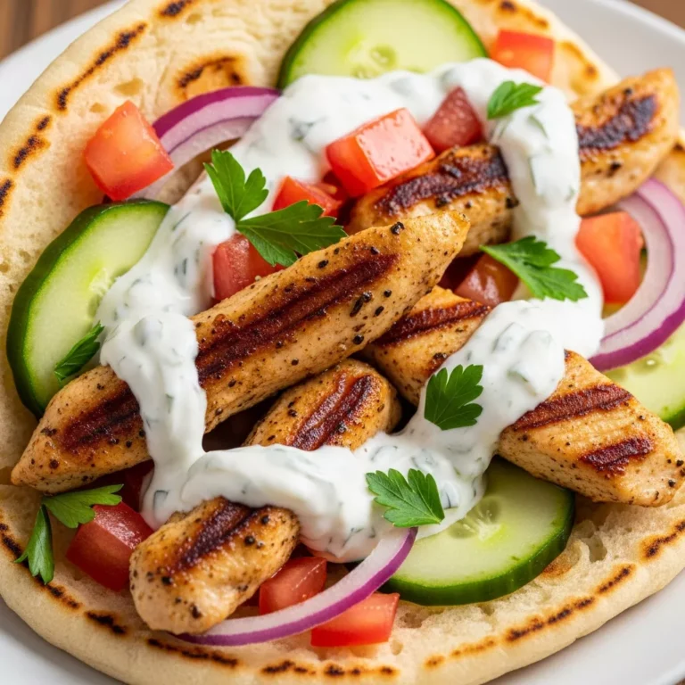 Recipe Card for Mediterranean Chicken Gyros Perfect for anyone who loves chicken gyros recipe!