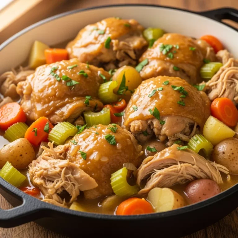 Printable recipe card for Cozy Crockpot Chicken Thigh Pot Roast