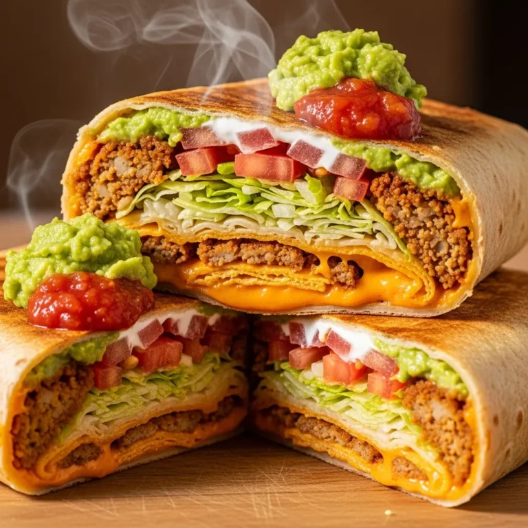 A delicious Ultimate Crispy Vegan Crunchwrap Supreme on a plate, ready to be served