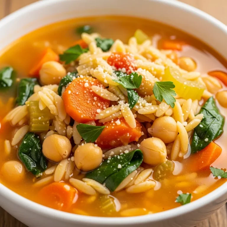 Mediterranean Orzo Soup recipe card