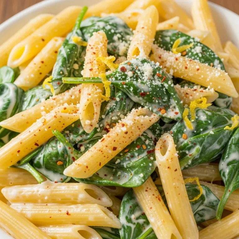 Creamy Lemon Ricotta Pasta with Spinach Recipe Card