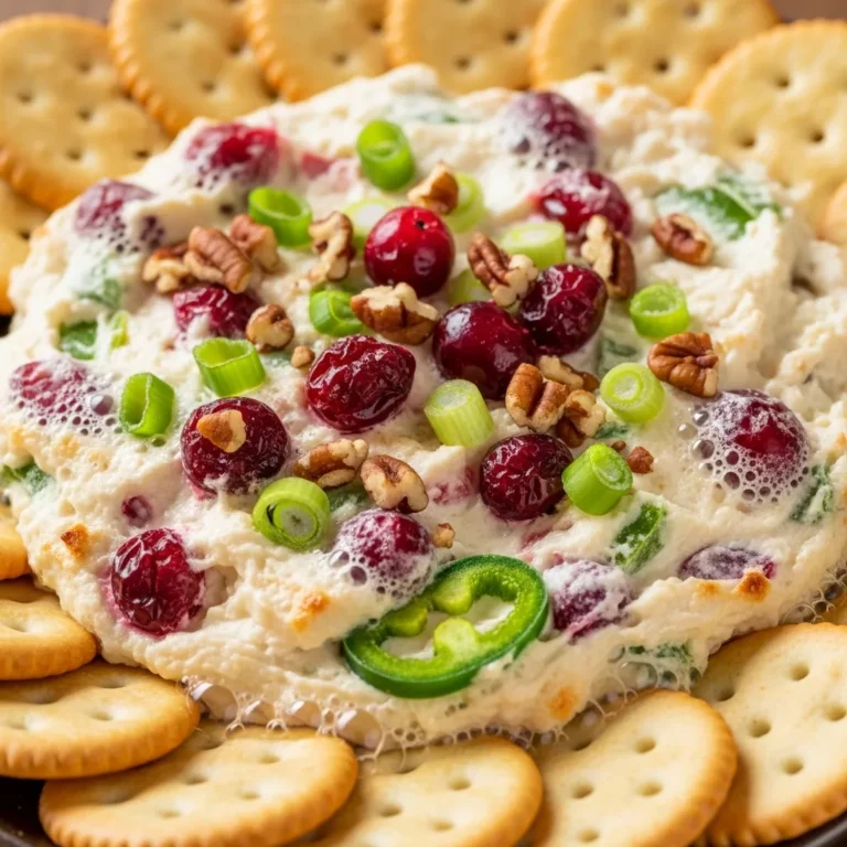 Recipe card for Festive Cranberry Jalapeño Cream Cheese Dip. Perfect for anyone who loves cranberry jalapeño dip!